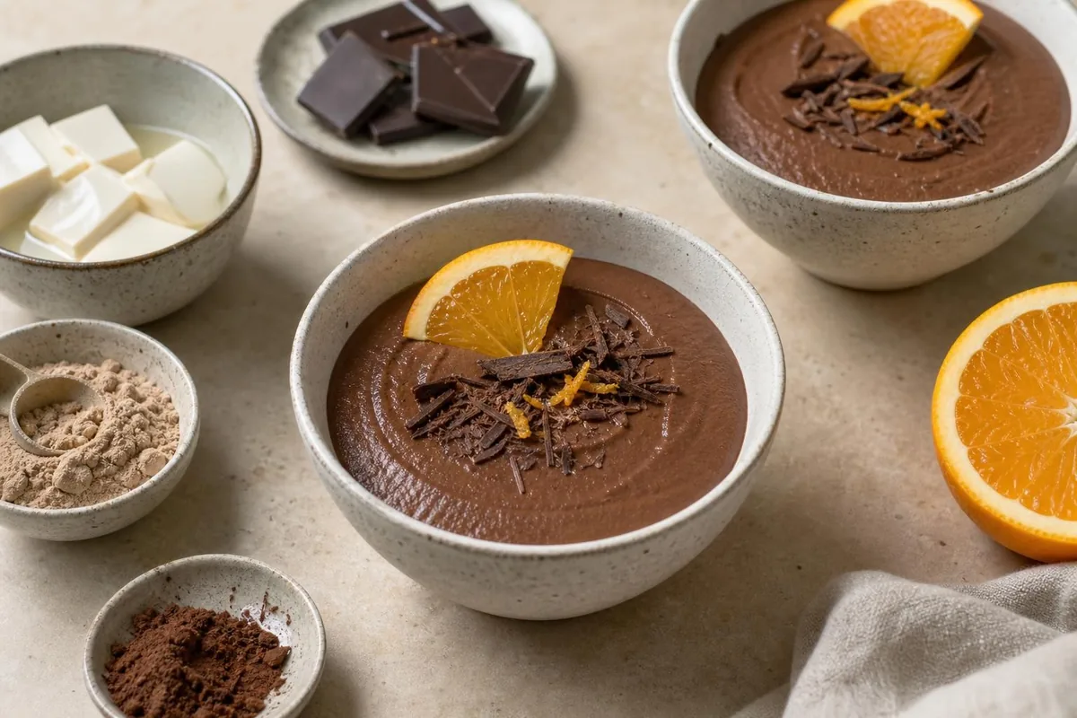 Imagen ilustrativa de Pudin de tofu sedoso, chocolate y naranja