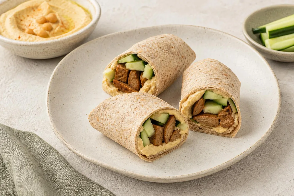 Imagen ilustrativa de Mini wrap de seitán y hummus