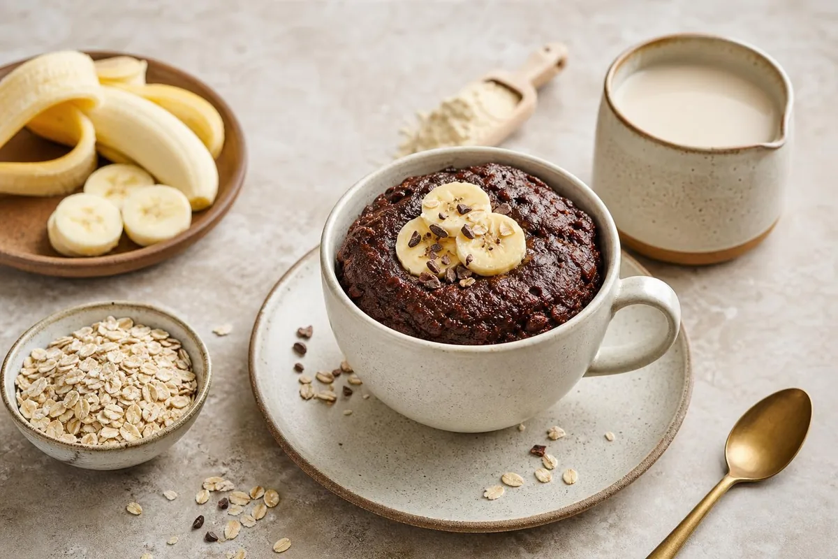 Imagen ilustrativa de Muffin de taza vegano de cacao y plátano