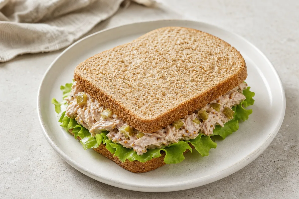 Imagen ilustrativa de Sándwich clásico de atún 'mayo-fit' con yogur y mostaza